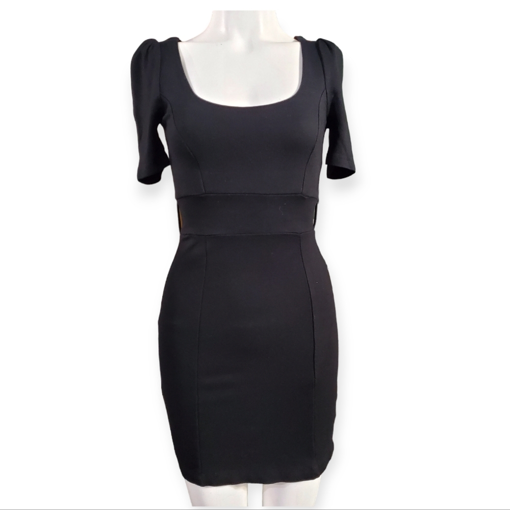 H&M Black Bodycon Low-Neck Stretchable Mini Dress Size 4